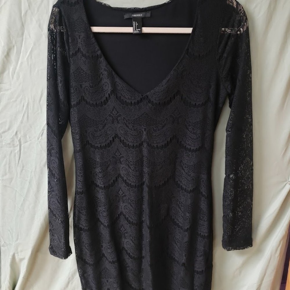 5/$30 Long-sleeve Lace Mini Dress